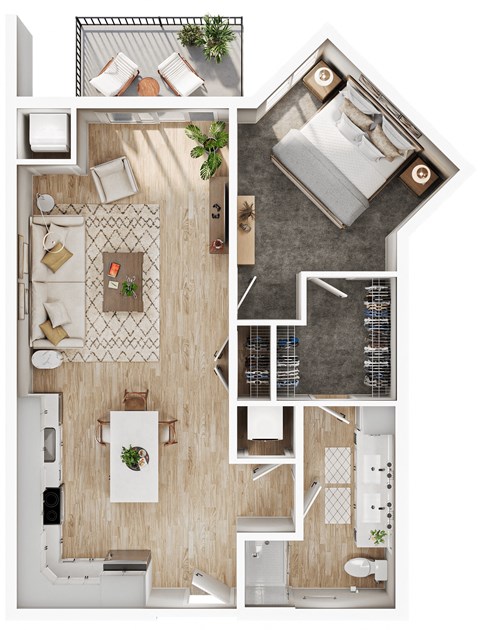 a floor plan of a house with a bedroom and a living room