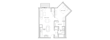 a floor plan of a small house with a bedroom and a living room