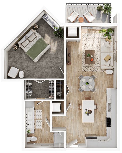 a floor plan of a house with a bedroom and a living room
