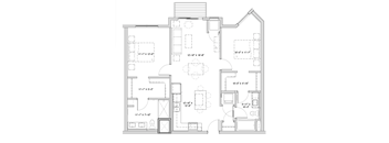 a floor plan of a house with many rooms and a staircase