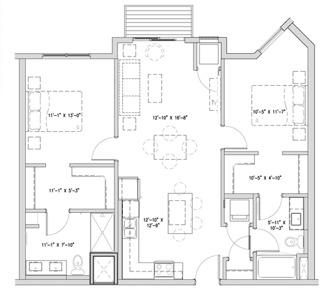 a floor plan of a house with many rooms and a staircase