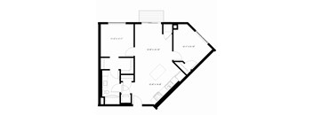 A floor plan for a one bedroom apartment with balcony.