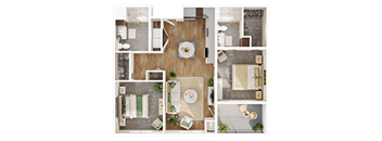 a 3d drawing of a floor plan of a house