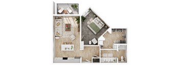 a floor plan of a house with a bedroom and a bathroom