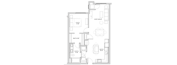 a floor plan of a small house with a bedroom and a living room