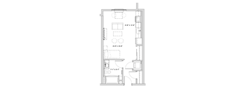a floor plan of a small house with a bedroom and a living room