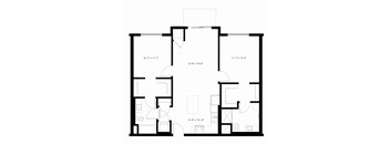 A floor plan for a 2 bedroom, 2 bathroom apartment sized at 1,060 sq ft.
