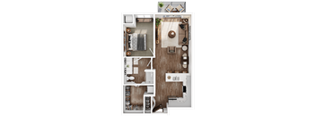 a floor plan of a house with a bedroom and a living room