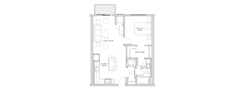 a floor plan of a small house with a bedroom and a living room