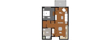 a floor plan of a house with wood paneling