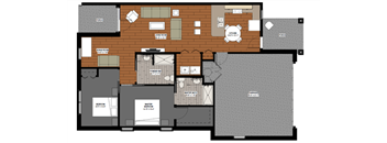 the floor plan of a house with a combination of bedrooms and a living room