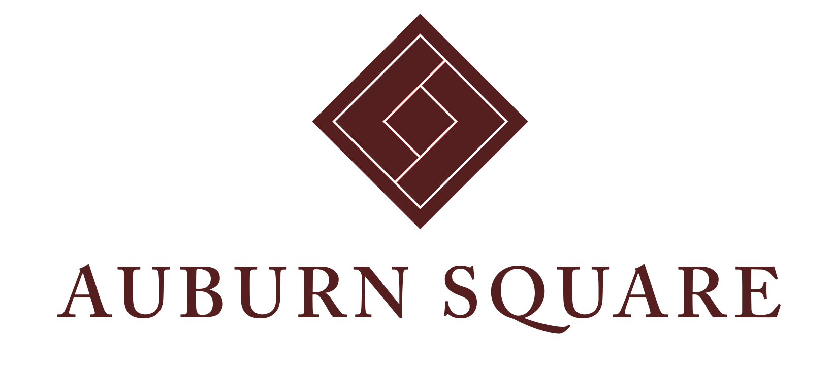 A logo with a diamond shape and the words "AUBURN SQUARE" below it.