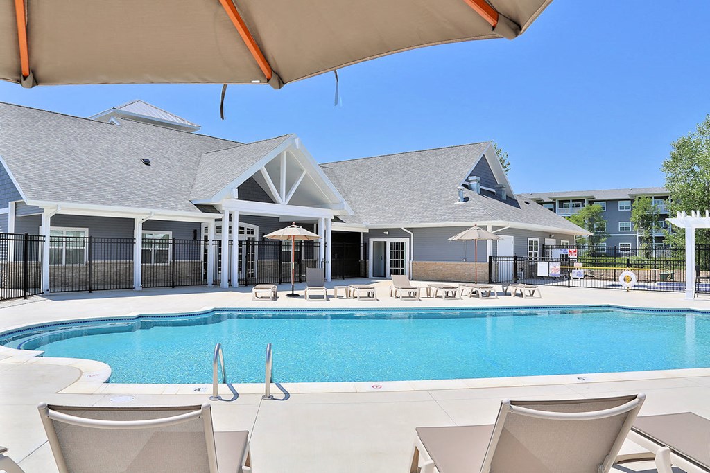 the swimming pool at the preserve at polk apartments