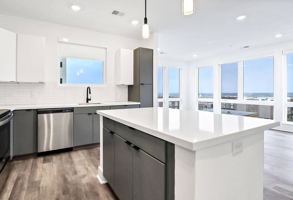 Kitchen With Modern Lighting at The Palms 1101, Columbia
