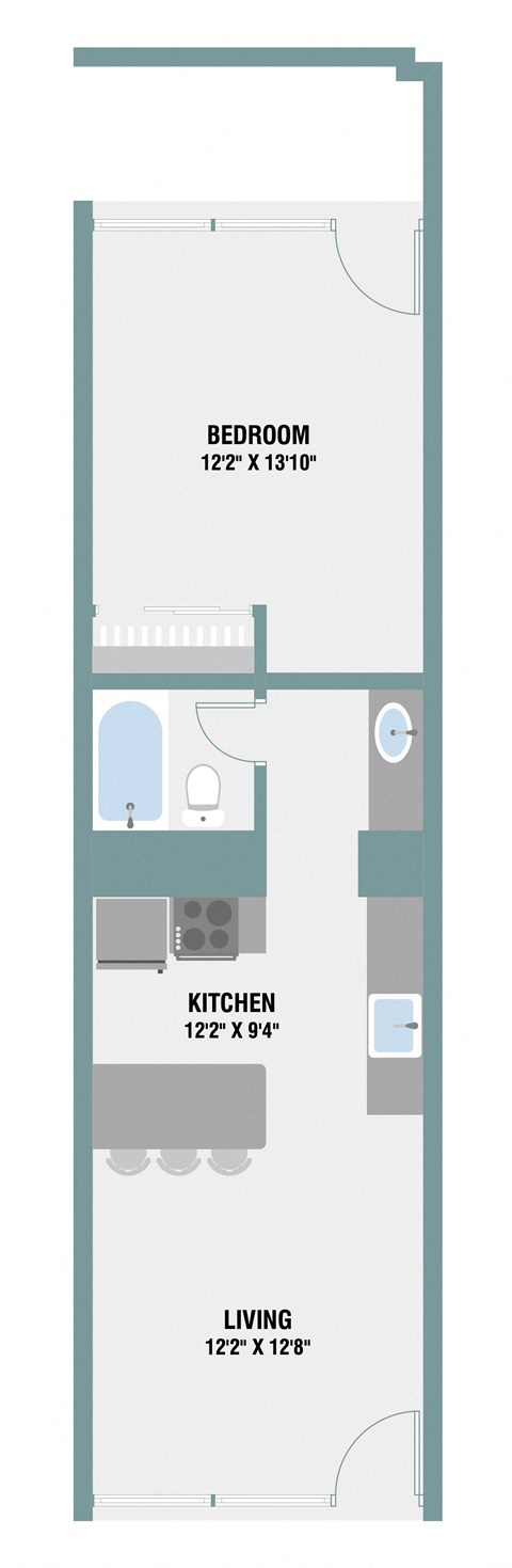 1B Floor Plan at The Palms on Main, Columbia, South Carolina