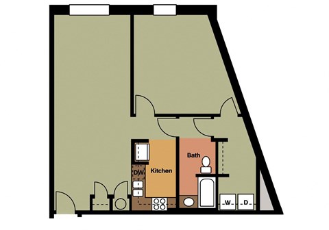 1F: Beds-1: Baths-1: Sq Ft Range - 954-954