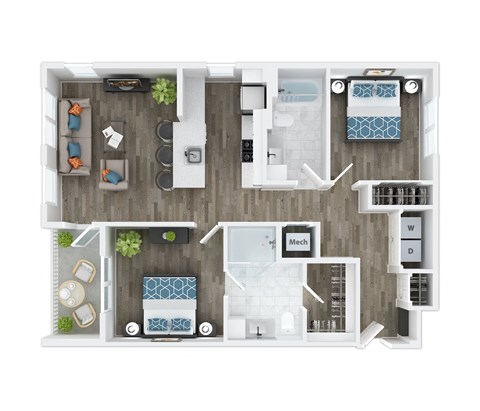 B3 Floor Plan at The Palms 1101, South Carolina, 29201