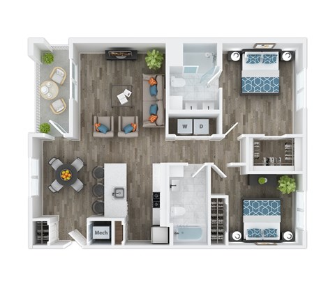 B4 Floor Plan at The Palms 1101, Columbia, SC, 29201