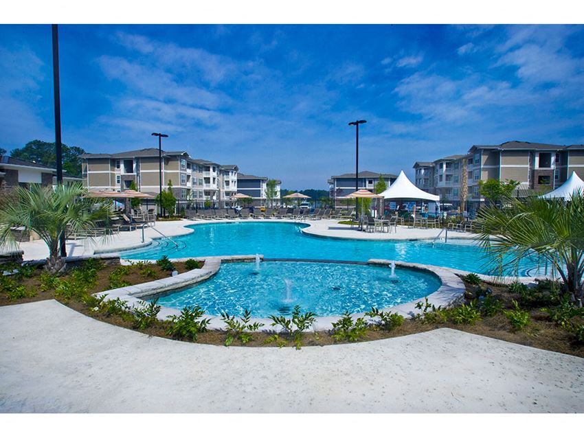 Extensive Resort Inspired Pool Deck Extensive Resort Inspired Pool Deck at The Residence at Marina Bay, Irmo, SC
