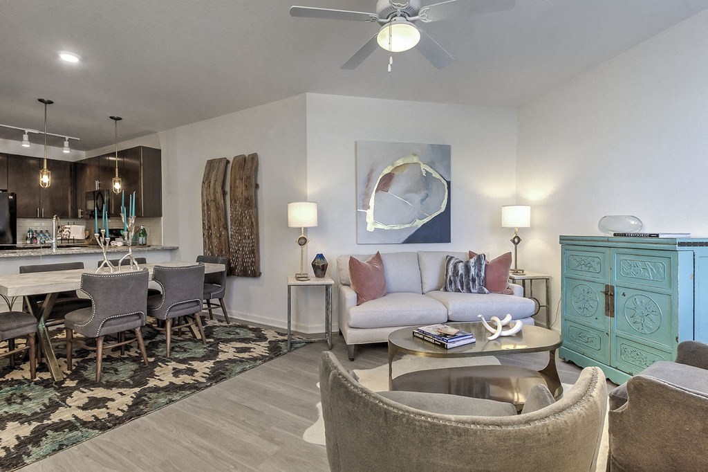 Living Room With Gourmet Kitchen View  at Residence at Tailrace Marina, Mount Holly, NC, 28120