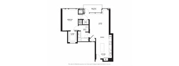 1 Bed 1 Bath Floor Plan at Two Lincoln Tower, Bellevue, Washington