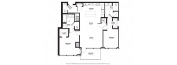 2 Bed 2.5 Bathroom Floor Plan at Two Lincoln Tower, Bellevue, WA, 98004