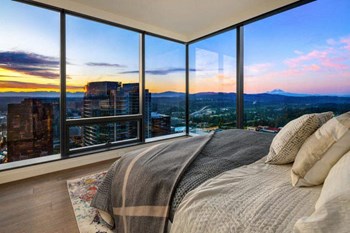 Apartment Homes-Bedroom With Expansive Windows Bedroom With Expansive Windows at Two Lincoln Tower, Washington - Photo Gallery 2
