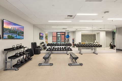A gym at Two Lincoln Tower Bellevue, WA.