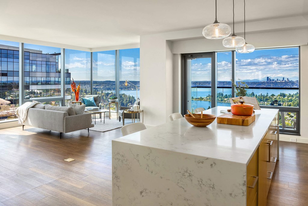 living room at Two Lincoln Tower, WA, 98004