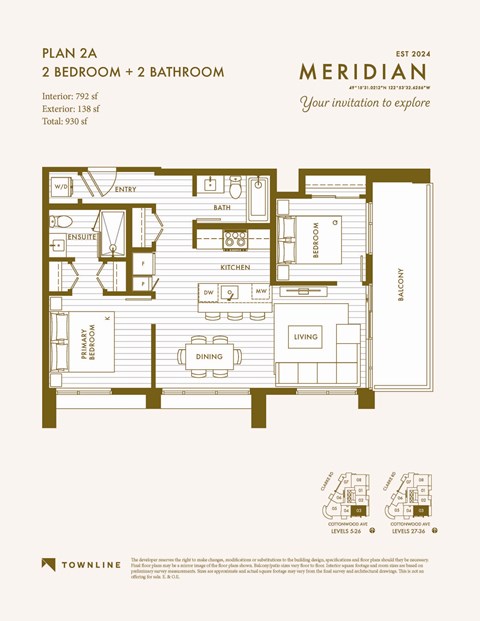 the third level floor plan of a bedroom apartment