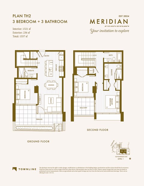 floor plans of the third and fourth floors of a bedroom apartment