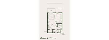 A floor plan of a house with a living room, dining room, kitchen, and two bedrooms.