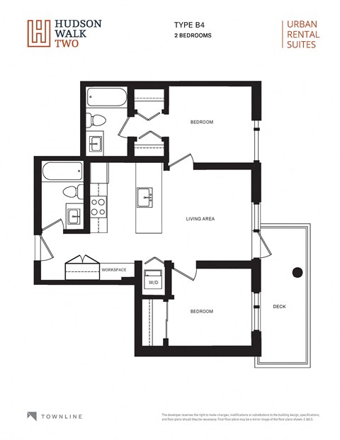 a floor plan of the two bedroom unit