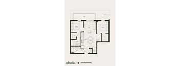 A black and white floor plan of a house with a living room, kitchen, dining room, and two bedrooms.