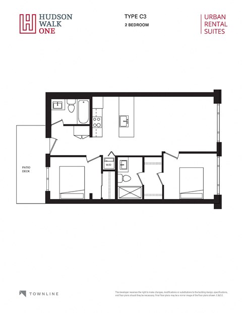 a floor plan for a 2 bedroom apartment