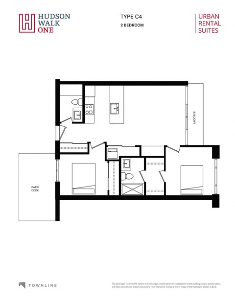 a floor plan for a two bedroom unit