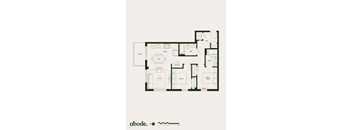 A floor plan of a house with a kitchen, dining room, and living room.