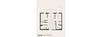A floor plan of a house with a kitchen, living room, and bedrooms.
