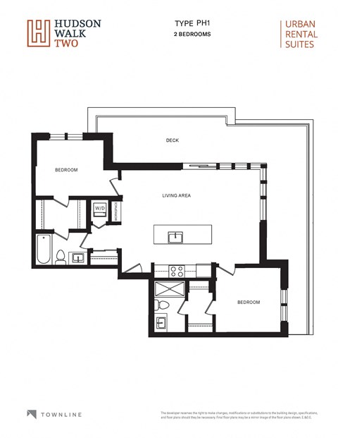a floor plan of the two bedroom unit