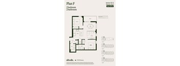 A floor plan for a 2 bedroom, 2 bathroom apartment is shown.