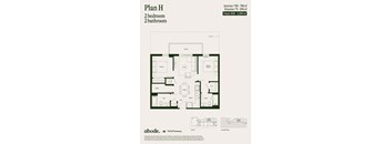 A floor plan for a 2 bedroom 2 bathroom home.