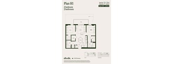 A floor plan for Plan H1 shows a 2 bedroom, 2 bathroom apartment with a total area of 850-1,044 square feet.