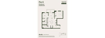 A floor plan for Plan K shows a 2 bedroom, 2 bathroom apartment with a total area of 1,005 square feet.