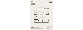 A floor plan for Plan K1 shows a 2 bedroom, 2 bathroom apartment.