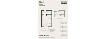 A floor plan for a studio with one bathroom is shown.