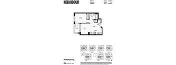 Floor plan of a house with a living room, dining room, kitchen, and bathroom.