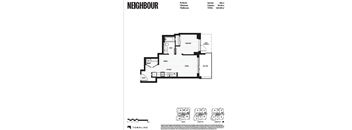 A black and white image of a house floor plan with the title "NEIGHBOUR" at the top.