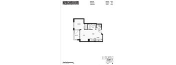 A black and white image of a floor plan for a property named Neighbour.