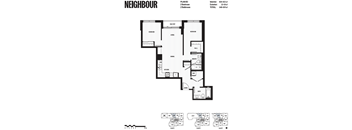 A black and white image of a floor plan for a property named NEIGHBOUR.