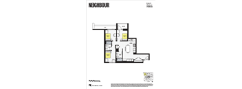 A black and white floor plan for a building named NEIGHBOUR shows a 3 bedroom apartment on PLAN C2.